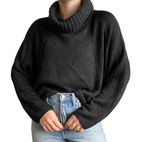 Helmut Lang Womens Black Alpaca Blend Oversized Turtleneck Lightweight Sweater - Picture 4 of 9